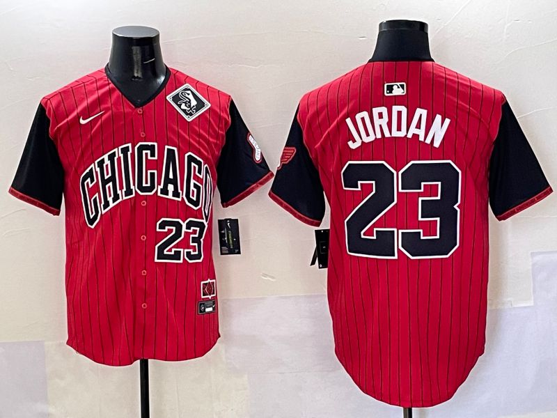 Men Chicago White Sox 23 Jordan Red Stripe Joint Name Nike 2025 MLB Jersey style 37